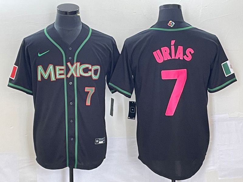 Men 2023 World Cub Mexico 7 Urias Black pink Nike MLB Jersey38